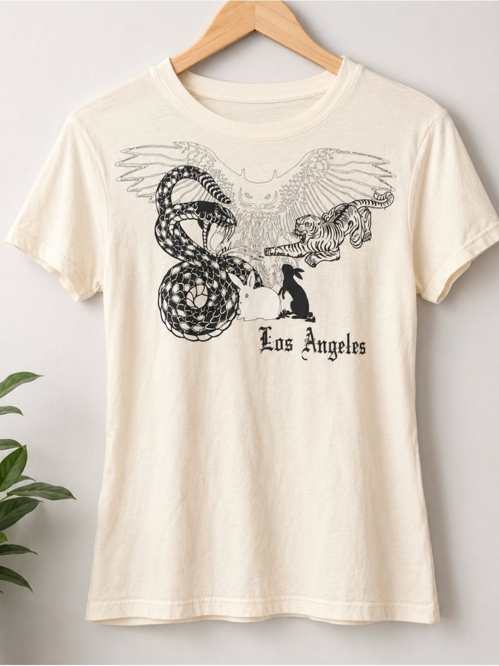 Los Angeles Graphic Tee - Cream with Black Print
